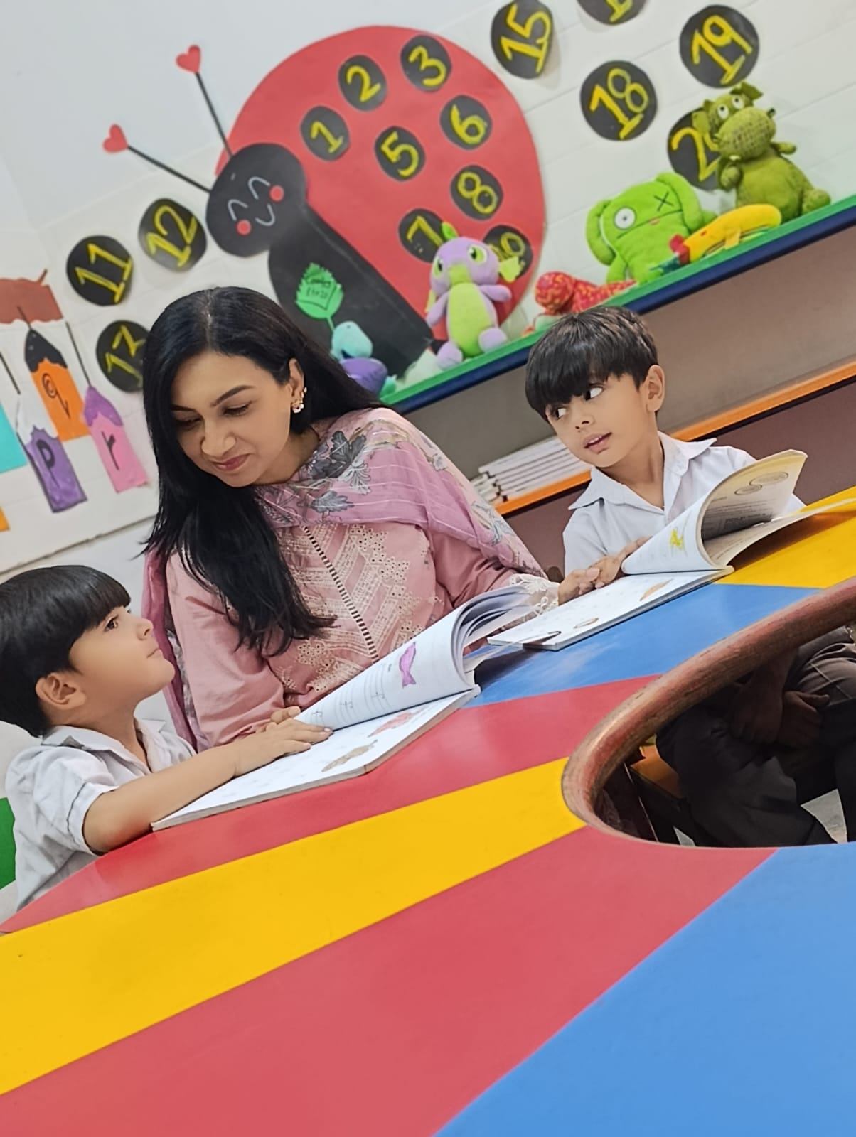 Teacher with students